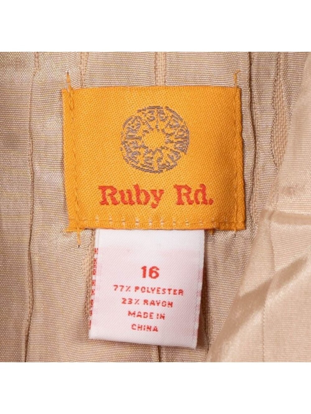 Ruby Rd Crinkle Jacket 16 Womens Beige Fall Buttons Rayon Blend Pockets Collar - Picture 4 of 6